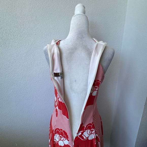 Antrhopologie Eva Franco Fit and Flare Dress Red White Floral Swing Elegant SZ 4 - Picture 13 of 15